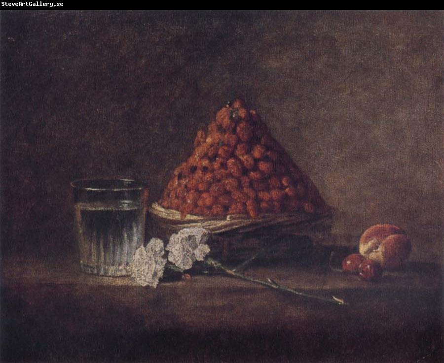 Jean Baptiste Simeon Chardin Still Life wtih Basket of Strawberries